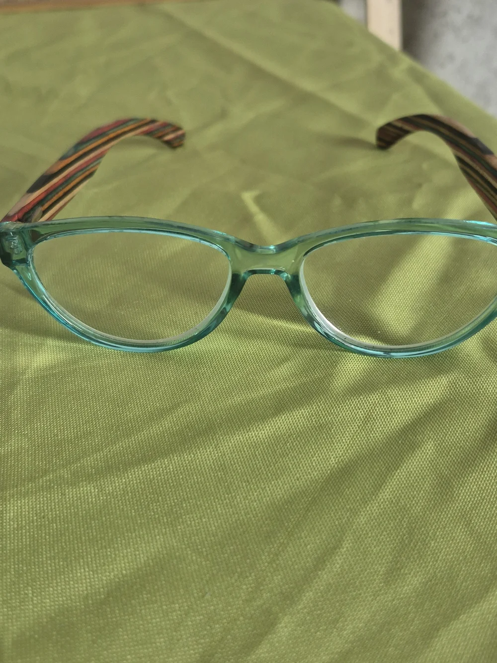 Aqua Cat-Eye Reading Glasses with Striped Temples